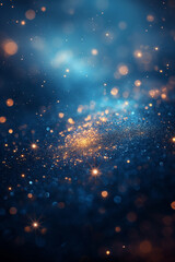 Fototapeta premium Abstract background, blue and gold, bokeh effects, sparkles, stars.