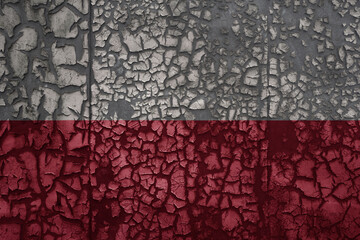 flag of poland on a grunge vintage metal rusty cracked wall background