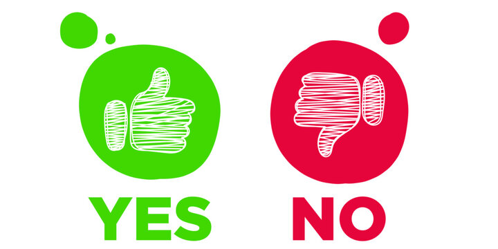 Green like and red dislike icons. Thumb up and thumb down. Yes or no. Agree and disagree sign. Approve or deny. Up and down index finger sign. Vector illustration. Accept icon