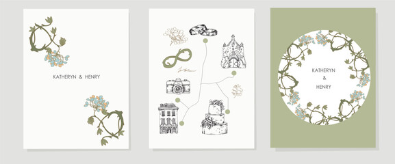 Wedding map,card. Vector illustration of a wedding invitation.