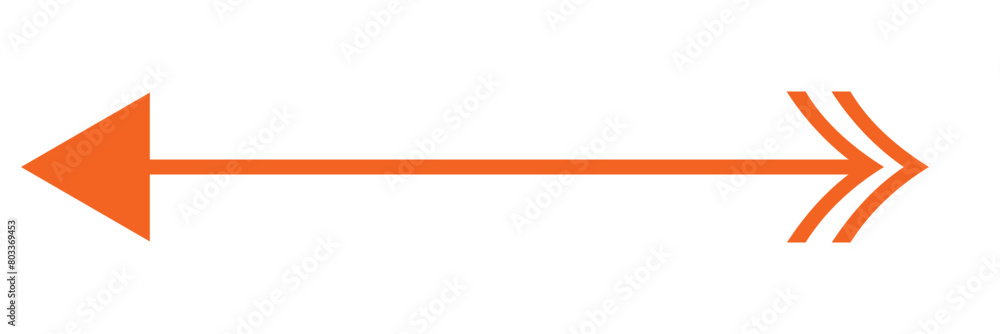 Poster orange long arrow to the left . vector, isolated. orange arrow isolated on transparency background