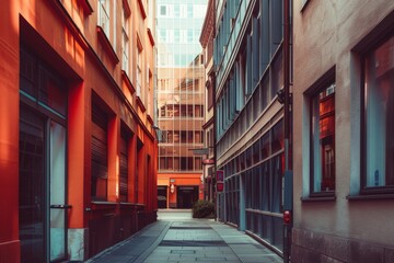 empty street and detail of a building in a city