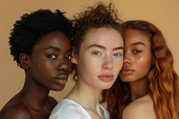 Obraz premium 3 young people of different ethnicities, concept of diversity, Juneteenth, multiracial, inclusion.