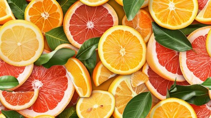 A variety of citrus fruits, including oranges, grapefruits, and lemons. - obrazy, fototapety, plakaty