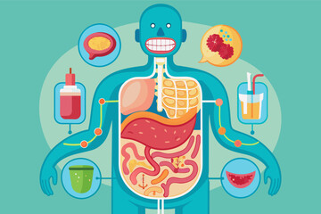 Illustration of human digestive system