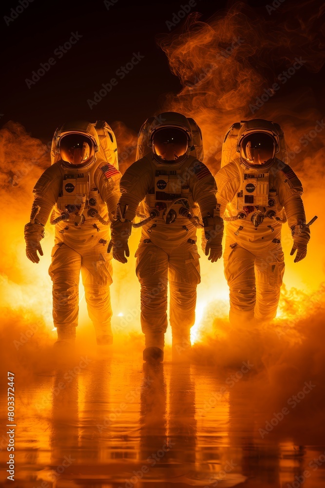 Aufkleber explorers on mars astronauts walking on the red planet s surface in outer space exploration