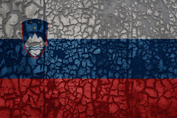 flag of slovenia on a grunge vintage metal rusty cracked wall background