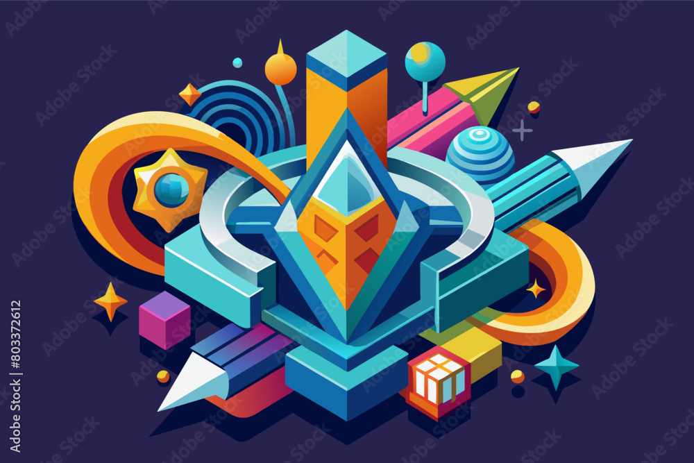 Poster an abstract 3d icon depicting creativity and innovation vector