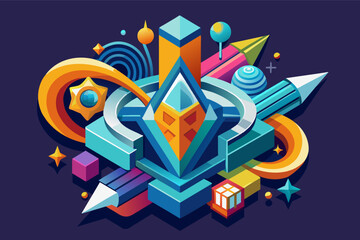 An abstract 3D icon depicting creativity and innovation vector