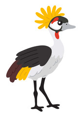 Fototapeta premium Vector illustration cute doodle crowned crane for digital stamp,greeting card,sticker,icon,design