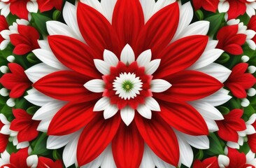 Abstract symmetrical background, kaleidoscope, shining pattern of red, white and green shade