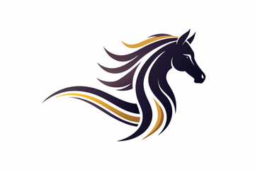 graceful abstract horse logo formed by flowing lines and negative space