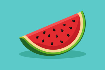 Flat vector illustration of a slice of juicy watermelon, perfect for summer fruite.