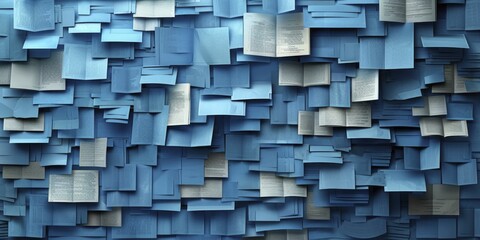 Experience the essence of digital archiving through minimalist paper cutouts in serene blues and whites, ideal for library science events.