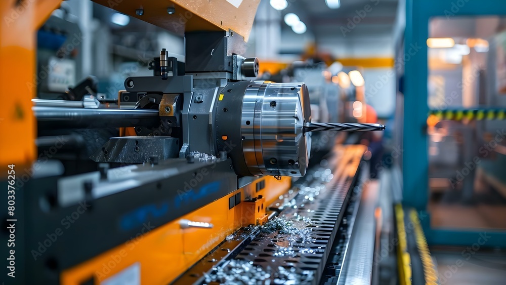 Poster precision metalworking with a high-tech cnc milling machine. concept cnc milling, metalworking techn