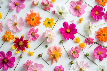 Colorful Variety of Flowers on White Surface