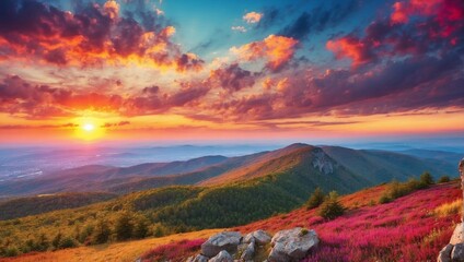 Fototapeta premium sunrise in the mountains