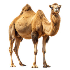 Side View of a Single Humped Camel Standing Proudly Against a Transparent Background