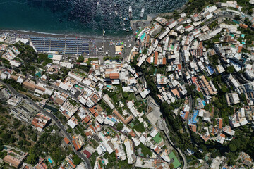 aerial view of Positano on the Amalfi Coast, Italy