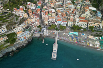 aerial view of Positano on the Amalfi Coast, Italy