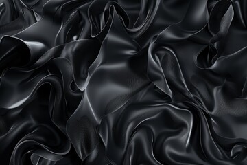 Fototapeta premium Close-Up of Black Satin Fabric
