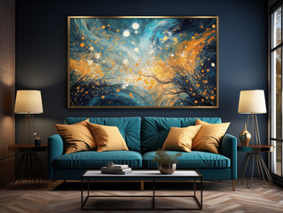 Elegant Modern Living Room with Abstract Artwork