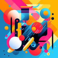 Abstract geometric shapes, vibrant color palette