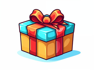 Obraz premium Festive Gift Icon, Cartoonish style, Bright and cheerful colors,