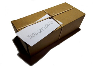 Brown box with message Solutions