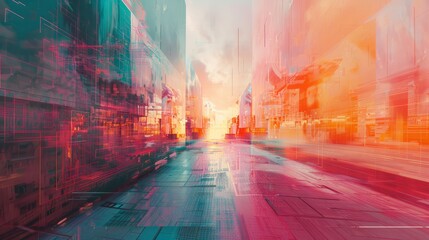 Background of futuristic urban and business architec. Generative Ai hyper realistic and natural colors  - obrazy, fototapety, plakaty