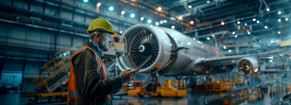 Innovative Engineer Captures Aircraft Assembly in Hangar with Digital Tablet