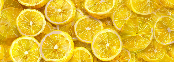 Zesty Lemon Slice Seamless Pattern: Vibrant Vector Art Featuring Sunny Yellow Hues on a Clean White Background