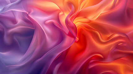 Obraz premium Fluid Color Waves, Warm Orange and Red Tones, Abstract Silky Texture Background