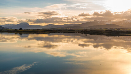 nature sceneries inside the area surroundings of Leknes, Lofoten Islands, Norway, during the spring season