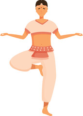 Indian pose girl dancer icon cartoon vector. Celebration lady. Costume show