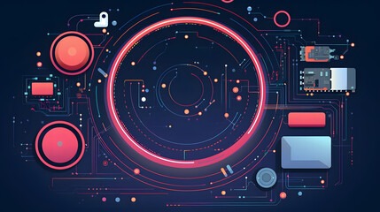 Fototapeta premium Circular Hardware Integration Banner for Tech Workshops