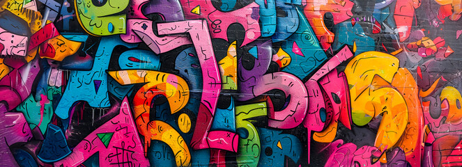 Obraz premium Urban Graffiti Fusion: Dynamic Patterns Reflecting Street Culture's Energy and Creativity