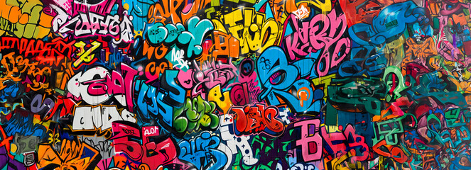 Obraz premium Urban Vibe: Capturing Street Culture and Contemporary Art in Vibrant Graffiti Patterns