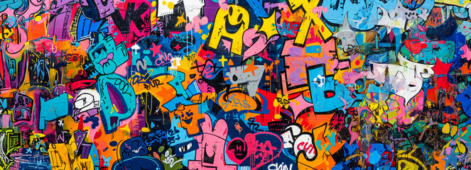 Fototapeta premium Urban Graffiti Fusion: A Seamless Pattern Background Infused with Street Culture and Contemporary Art Movements