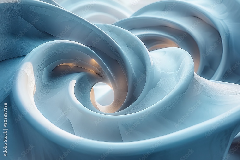 Poster this image showcases an intricate pattern of blue swirls with a soft glow, depicting movement and fl