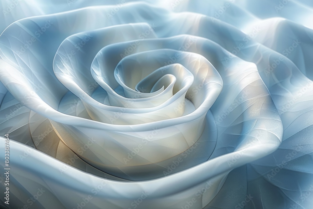 Poster this image showcases a mesmerizing abstract design resembling a rose, using shades of blue and cream