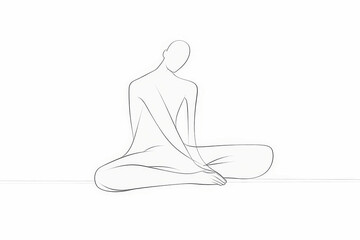Gentle contour of a person sitting cross-legged, their hands resting on their knees and their head tilted slightly.