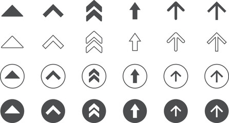Arrows set black icons. Cursor vector illustration collection. Modern simple arrow in circle, stroke and black fill Icon set of icon