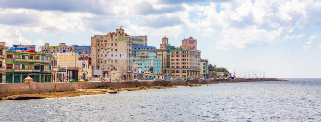 Old Havana City, Capital of Cuba, Ocean Coast. Cloudy Day