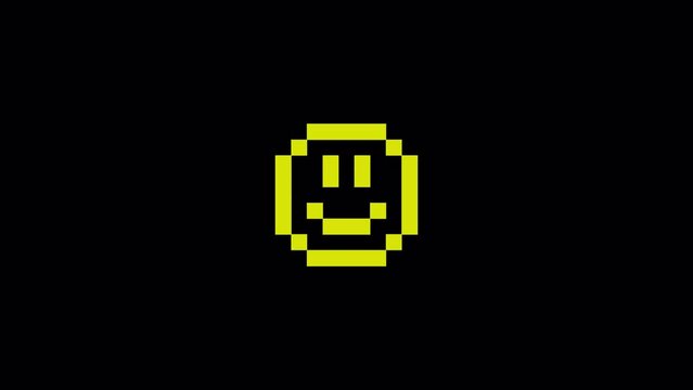 Animated retro Y2K Sticker Emoji Pixel on transparent alpha channel with brutalism aesthetics.