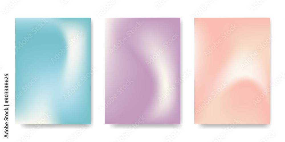 Poster abstract gradients variation set. blurred liquid texture. soft blend color backgrounds. template for