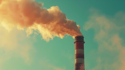 Industrial smokestack emission against sky