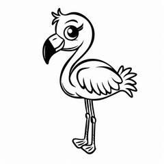 Fototapeta premium A black-and-white drawing of a flamingo with a large beak, positioned before a white background