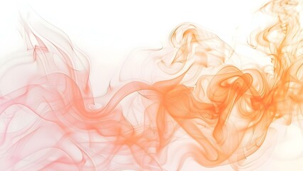 Abstract White Background with Glowing Waves, Smoke, and Peach Fuzz. Concept Abstract Photography, White Background, Glowing Waves, Smoke Effects, Peach Fuzz