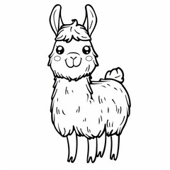   A llama wearing a hat and a bow in black and white
